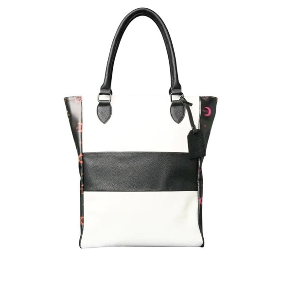 Colorblock Tote Bag With Sun & Moon Print - Picture 3 of 8